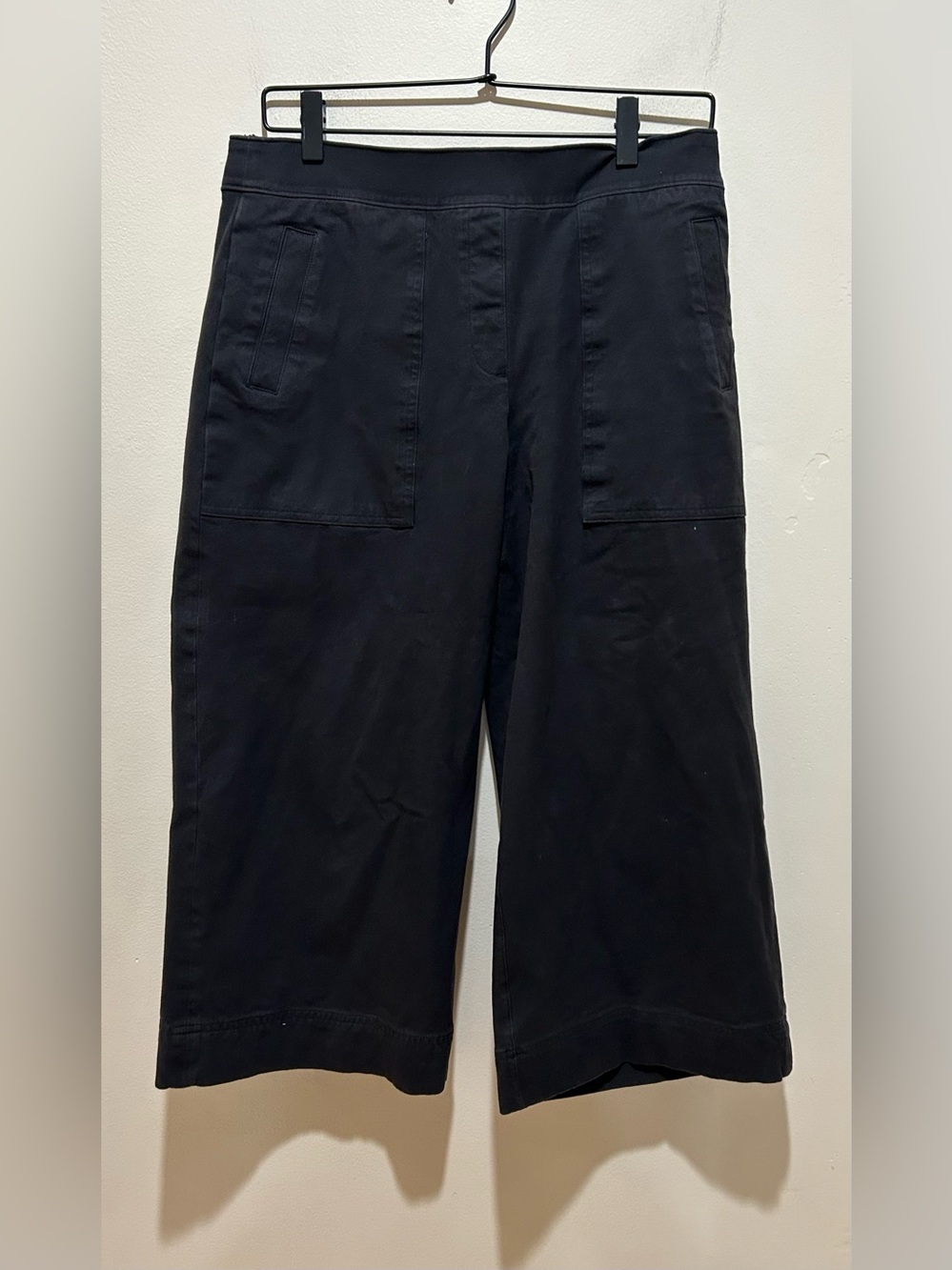 SPANX Black Cropped Wide-Leg Pull-On Pants